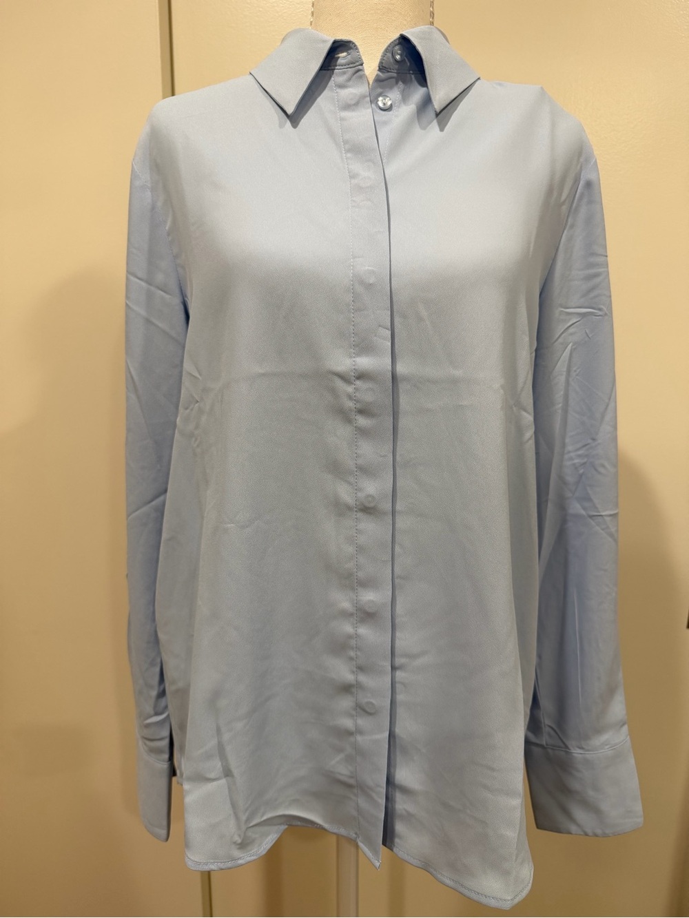 Drapey Light Blue Womens Button-Down Shirt